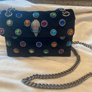 Kurt Geiger London Mini Kensington Velvet Crossbody Bag - Charcoal